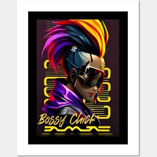 Bossy Chick (punk hair huge shades girl) Posters and Art